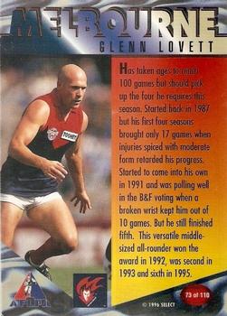 1996 Select AFL Centenary Series #73 Glenn Lovett Back